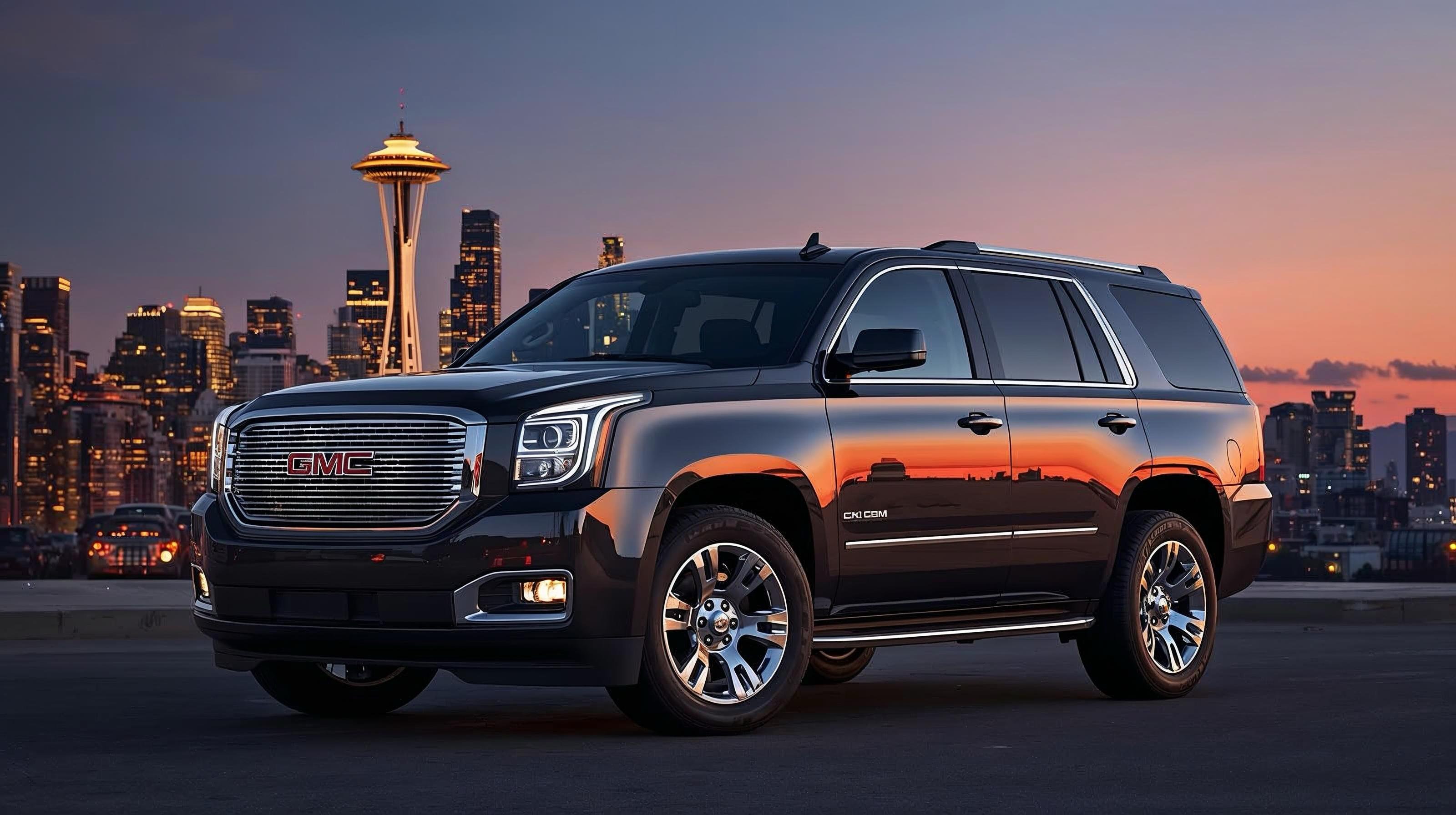 GMC Yukon Denali with Seattle skyline